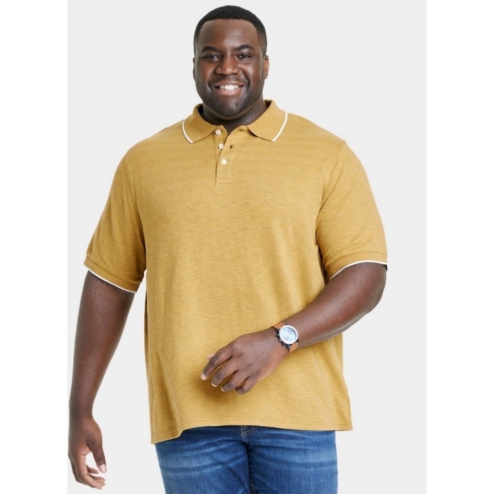 Goodfellow & Co Regular Fit Short Sleeve Polo Shirt Golden Yellow Size L